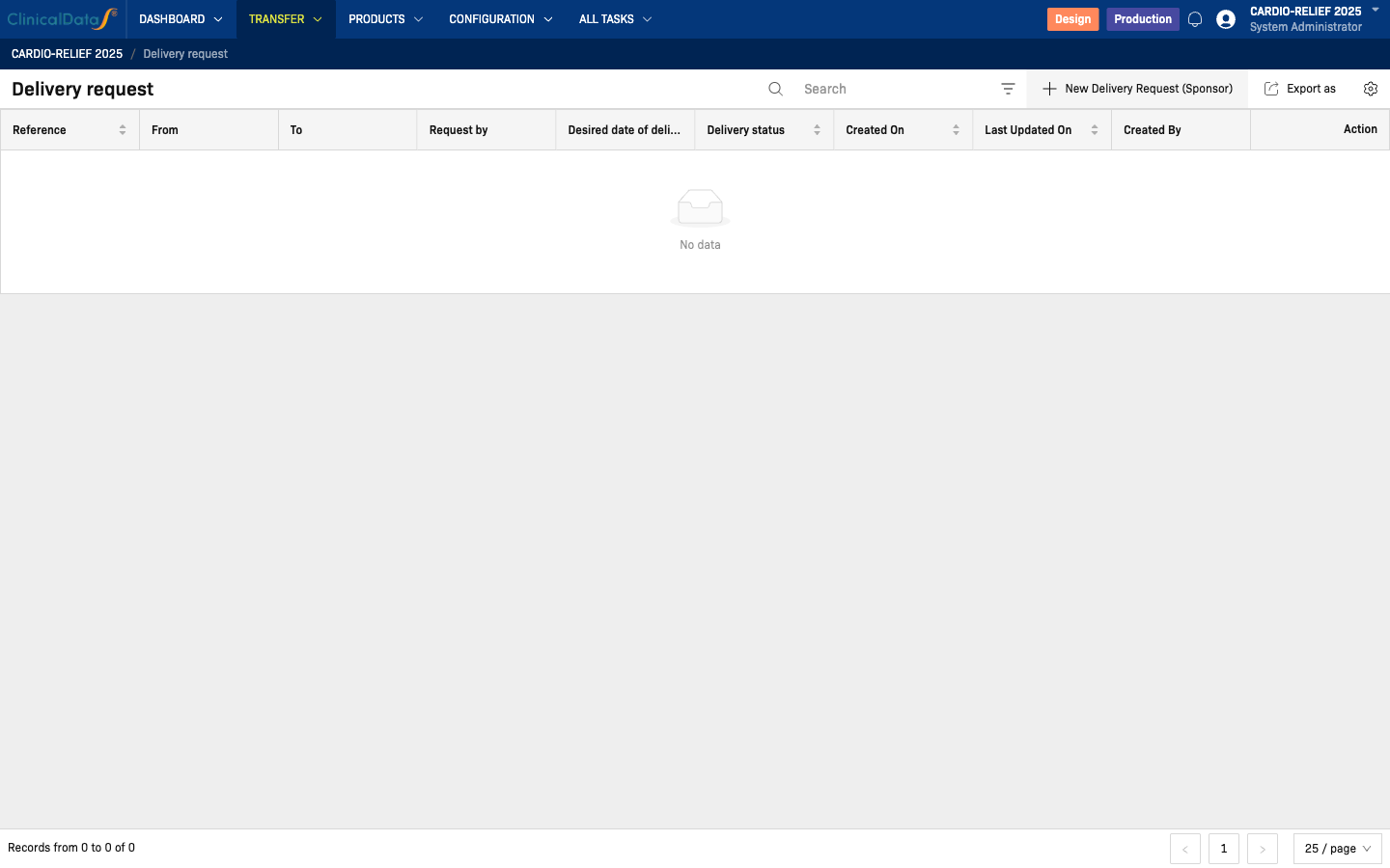 Delivery to Site list