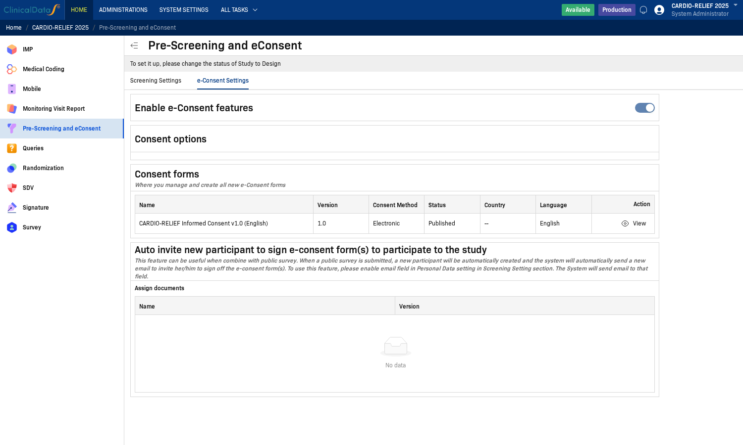 Step 5 - e-Consent Setup tab