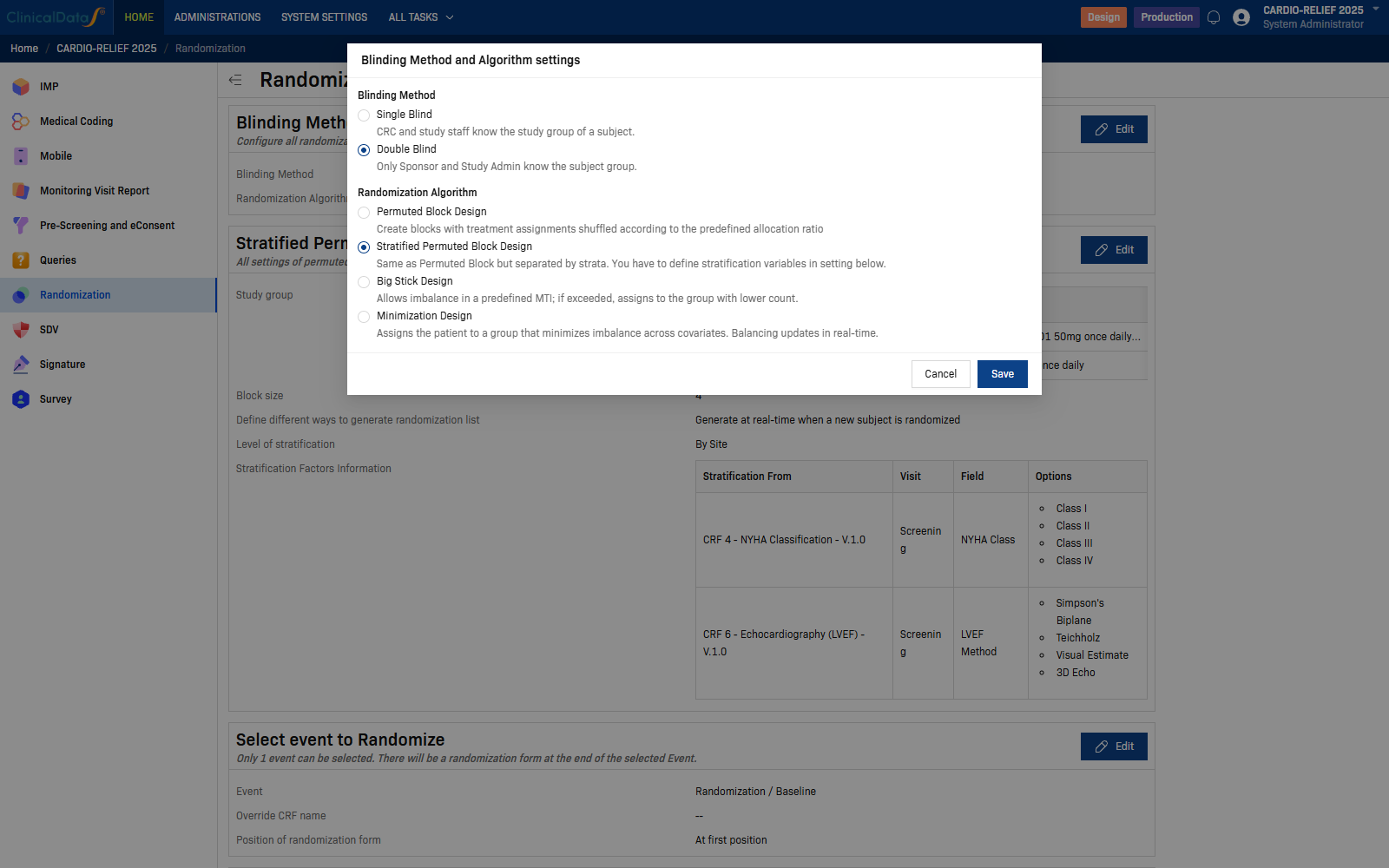 Randomization algorithm selection